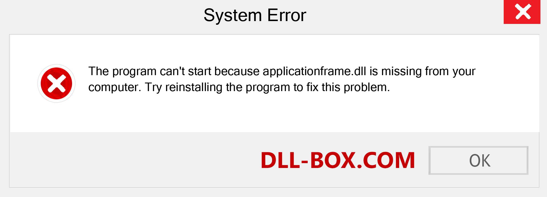  applicationframe.dll file is missing?. Download for Windows 7, 8, 10 - Fix  applicationframe dll Missing Error on Windows, photos, images